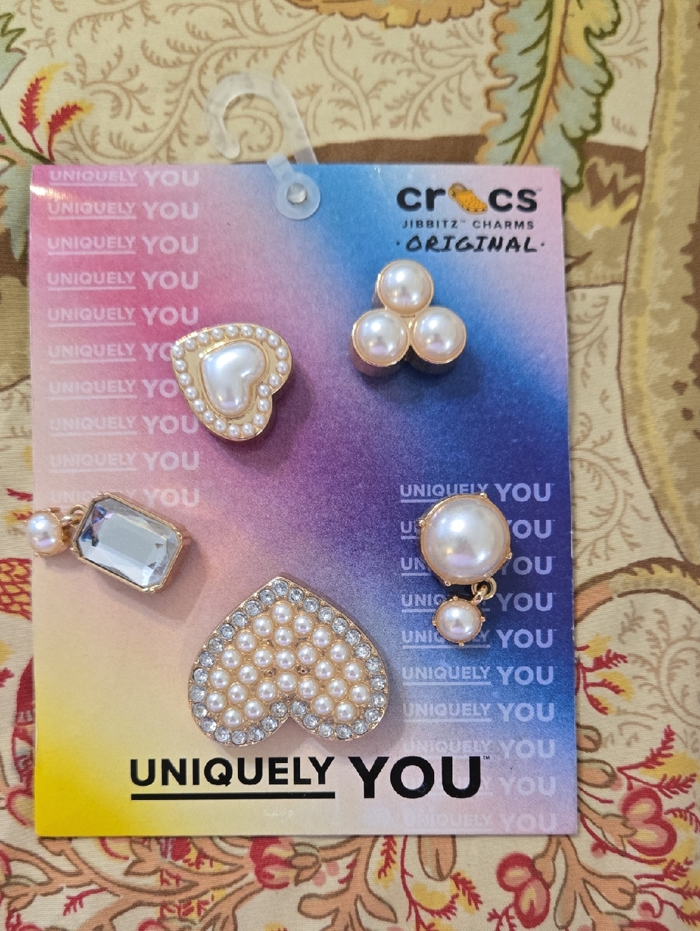 CROCS White Pearl and Gold Accent Jibbitz Charm Set